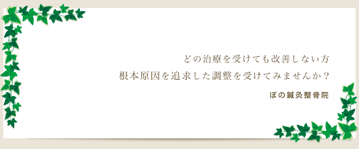 どの治療を受けても改善しない方 根本原因を追求した調整を受けてみませんか？