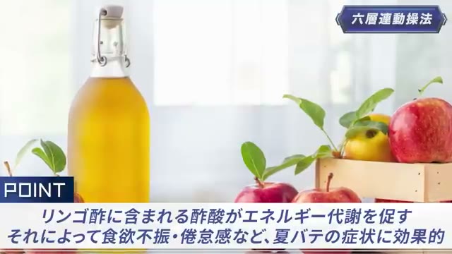 リンゴ酢の酢酸がエネルギー代謝を促します(動画より)